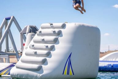 Aquaglide Hammer, water climber, Aquapark addition, diving platform for the lake.