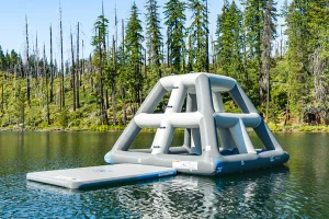 Aquaglide Spire 6.8, climbing, water fun, lakefront waterpark