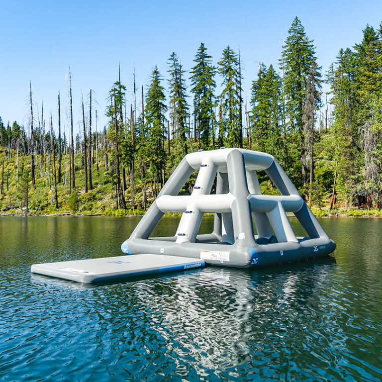 Aquaglide Spire 6.8, climbing, water fun, lakefront waterpark