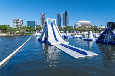 La Jefe by Aquaglide, aquapark fun, slide, climb, jump, water park addition, resorts, cottages, fun on the water